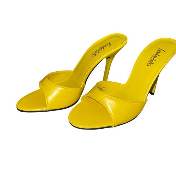 Fredericks of Hollywood Vintage 1990s Womens Mule Stiletto Size 7.5 Yellow New - Picture 8 of 8